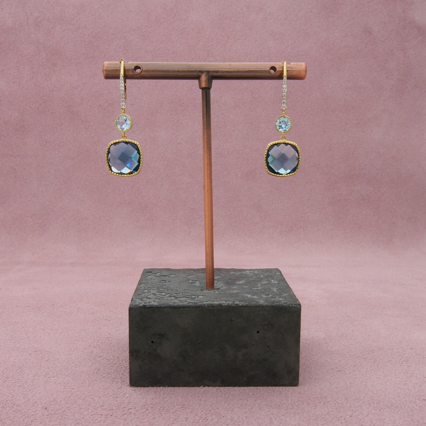 sloane street 18k yellow gold sky & london blue topaz diamond accents earrings