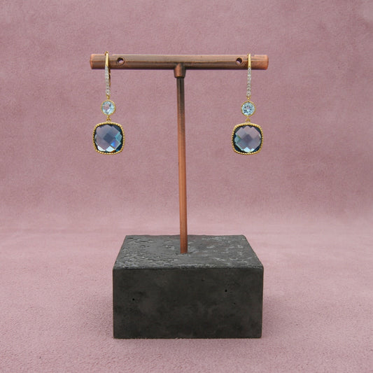 sloane street 18k yellow gold sky & london blue topaz diamond accents earrings