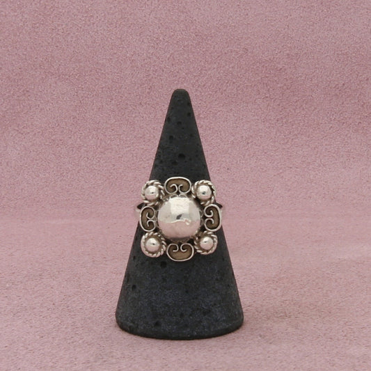 mexico sterling silver vintage scrolled dome ring size 6.5