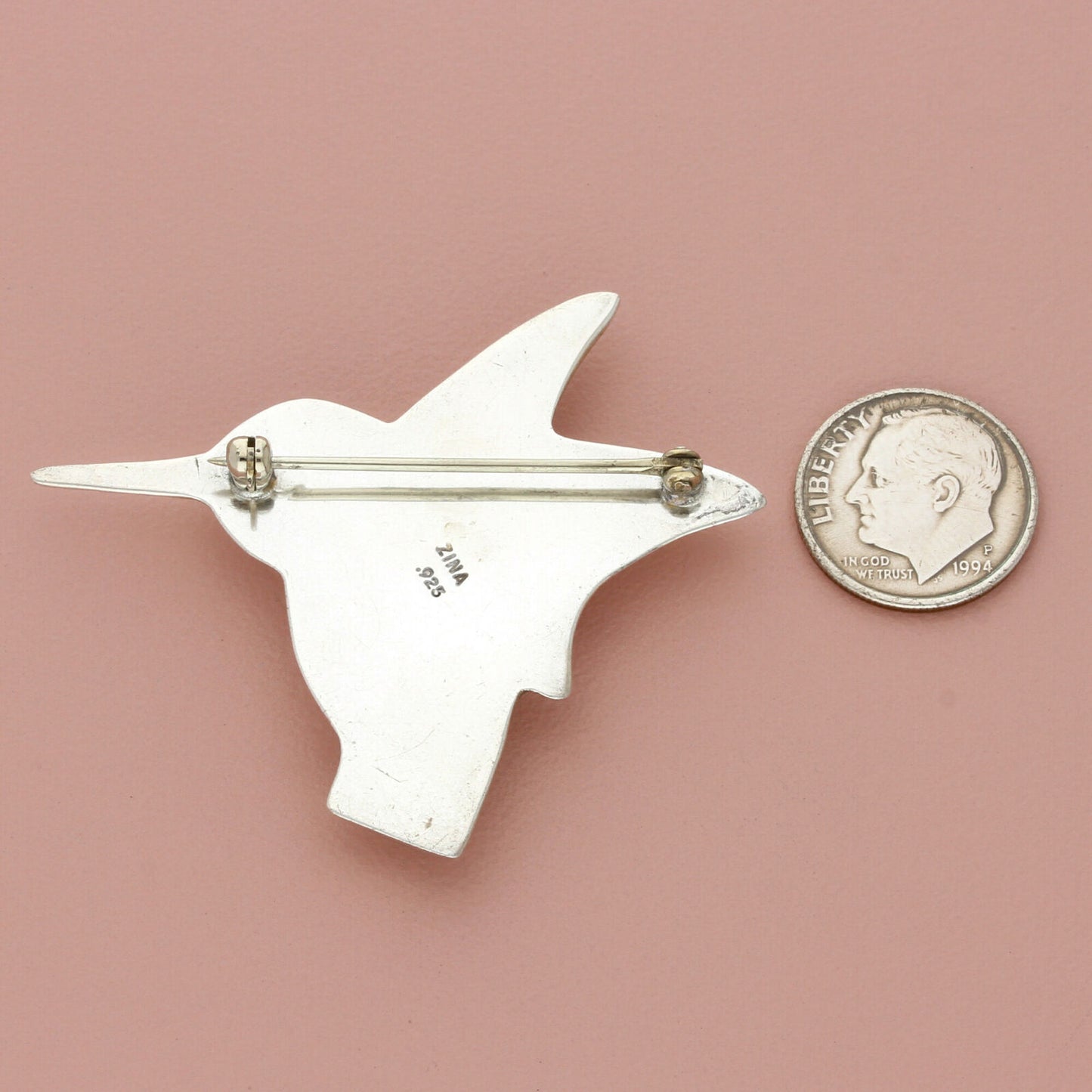 zina sterling silver vintage hummingbird brooch