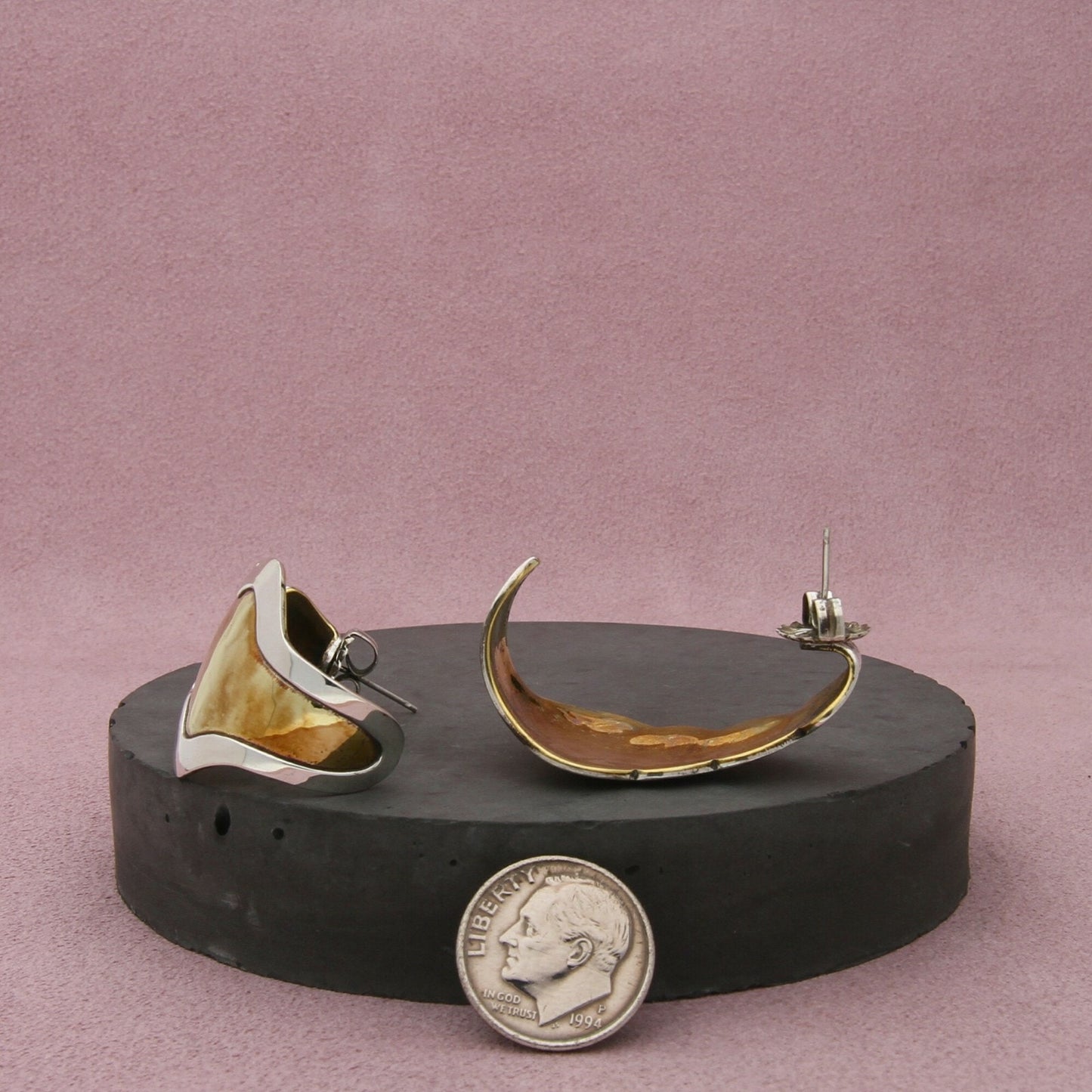 jeep collins sterling silver & brass j-hoop earrings