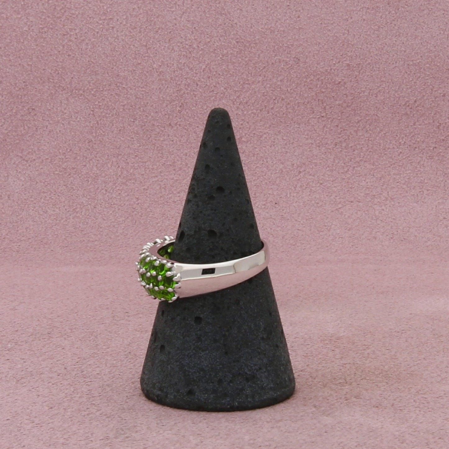 sterling silver pave green cz ring size 7.75