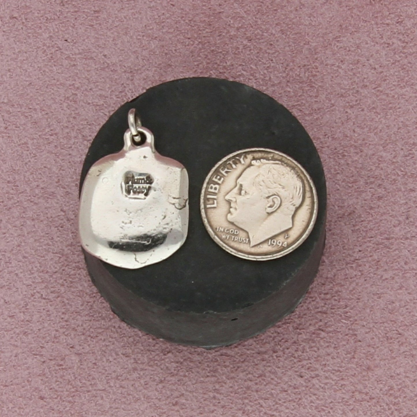 plum & posey sterling silver never change laurel leaf wax seal pendant