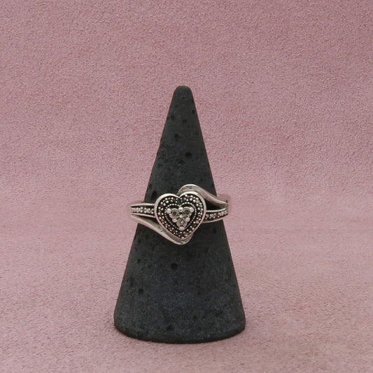 zales sterling silver diamond accent heart ring size 6.5