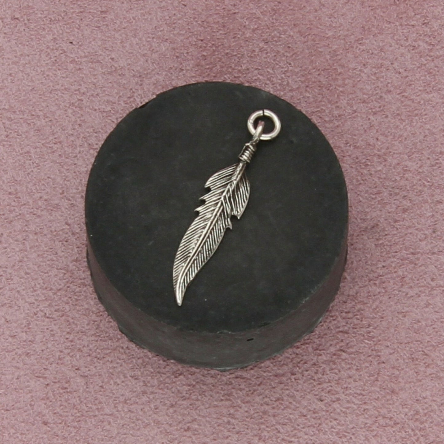 sterling silver vintage dainty feather charm pendant