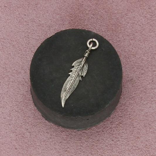 sterling silver vintage dainty feather charm pendant