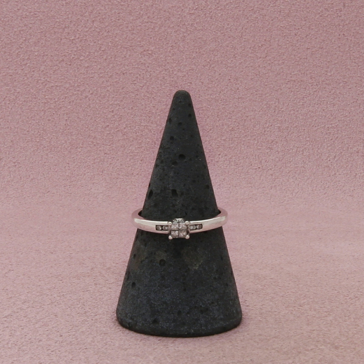 Zales Sterling Silver Diamond Square Cluster & Channel Accents Ring Size 7