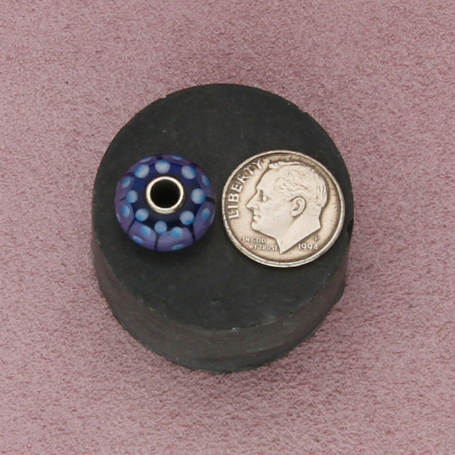 trollbeads sterling silver lavender blue ribbed murano glass bead charm