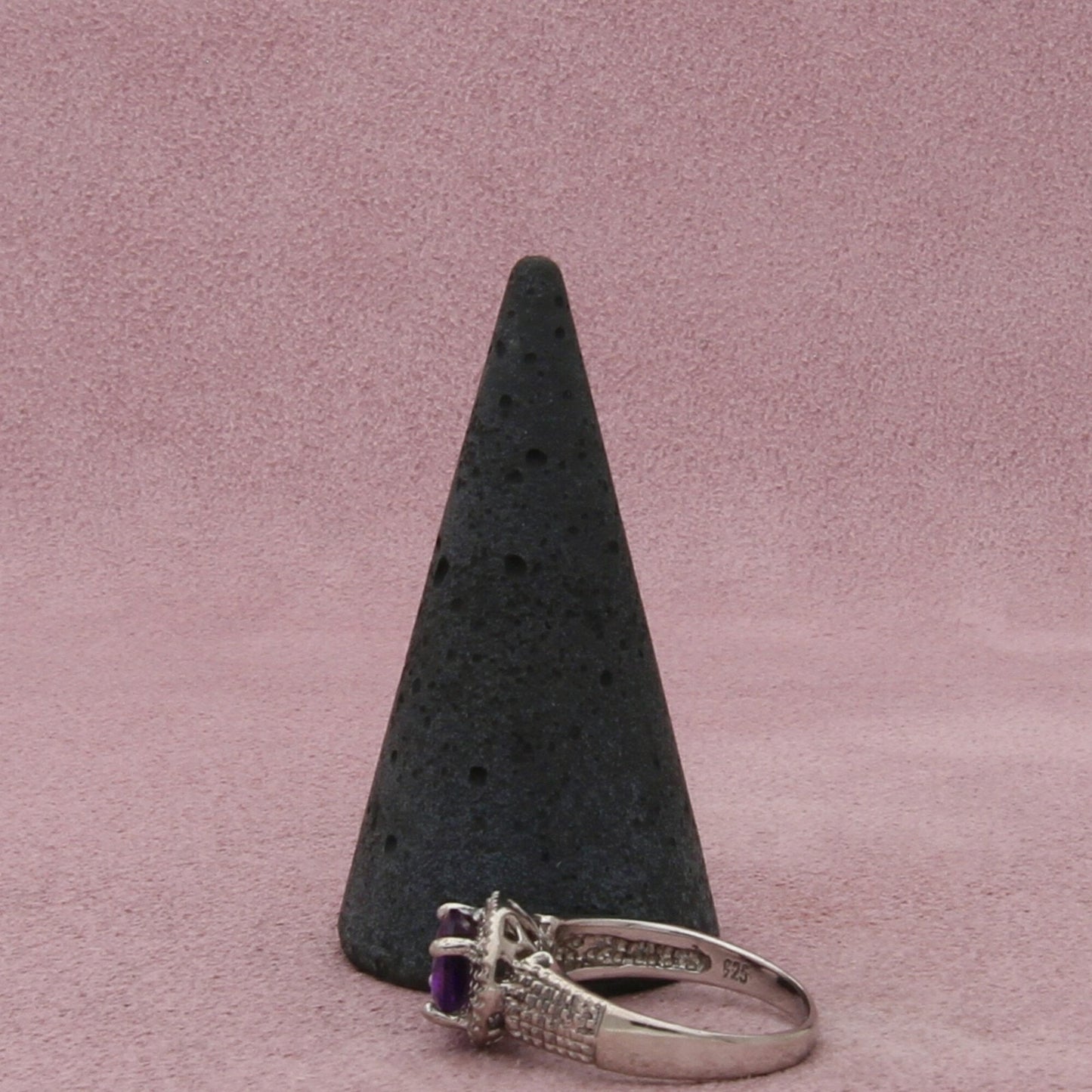 sterling silver oval-cut purple amethyst ring size 7