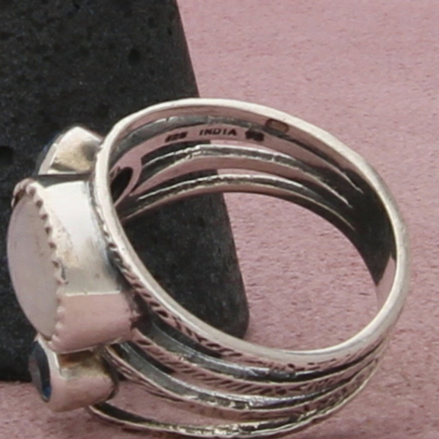 sterling silver moonstone & blue topaz ring size 9