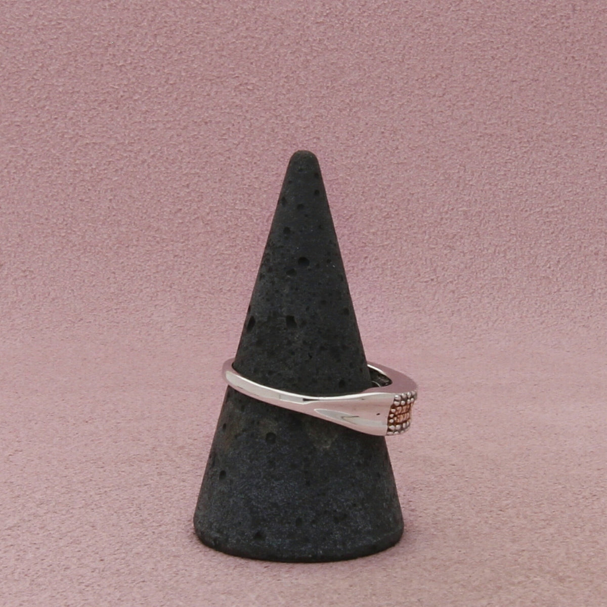 Chuck Clemency Sterling Silver Champagne & Clear Diamond Two Tone Ring Size 10