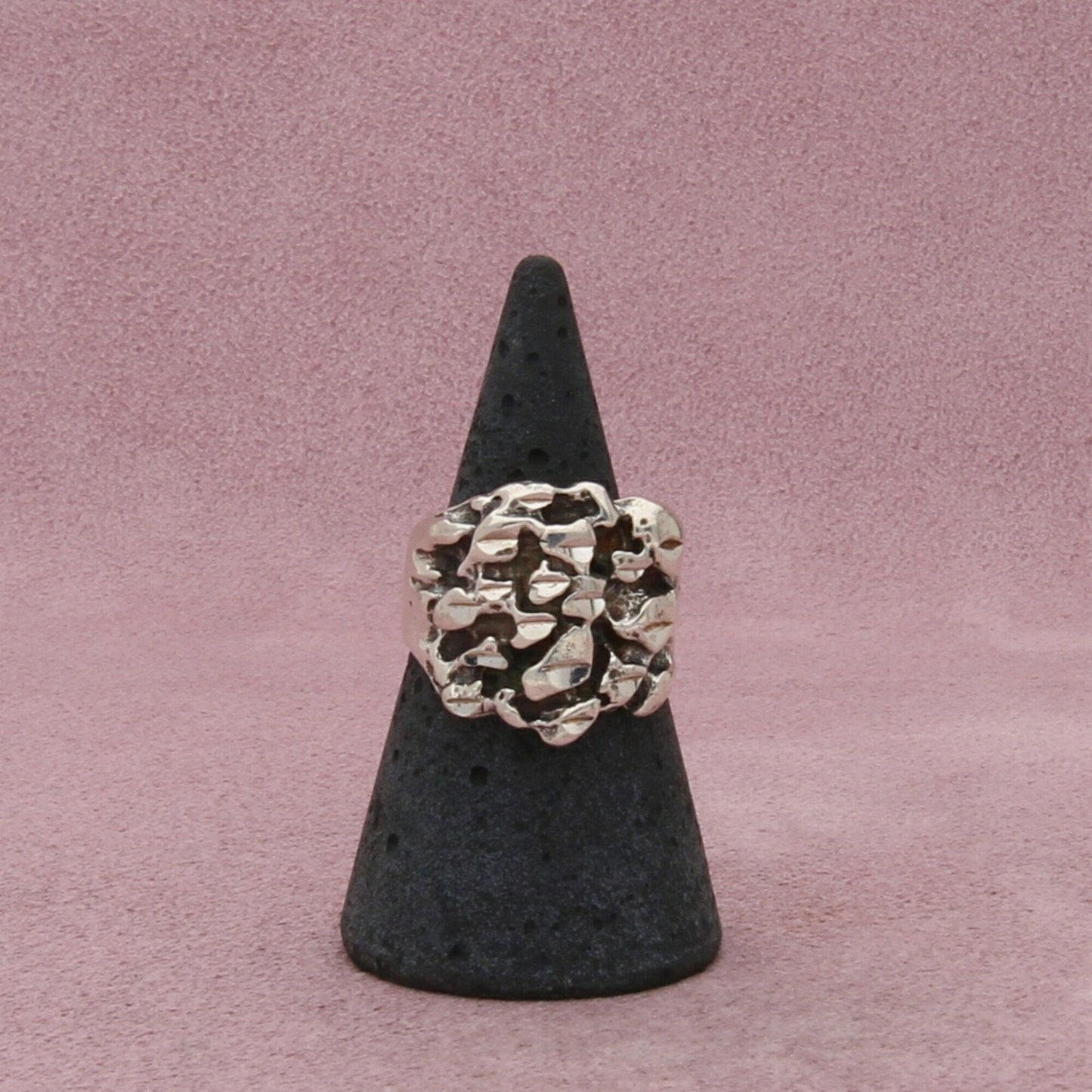 sterling silver vintage nugget style cigar band ring size 6.5