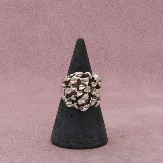 sterling silver vintage nugget style cigar band ring size 6.5