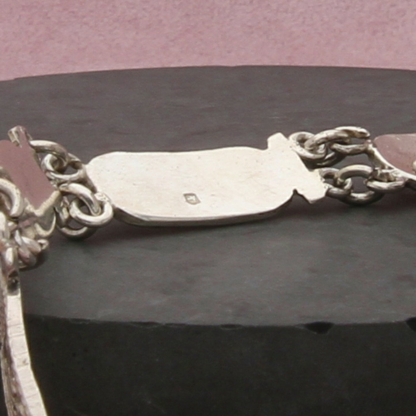 sterling silver vintage egyptian cartouche link bracelet size 7.5in