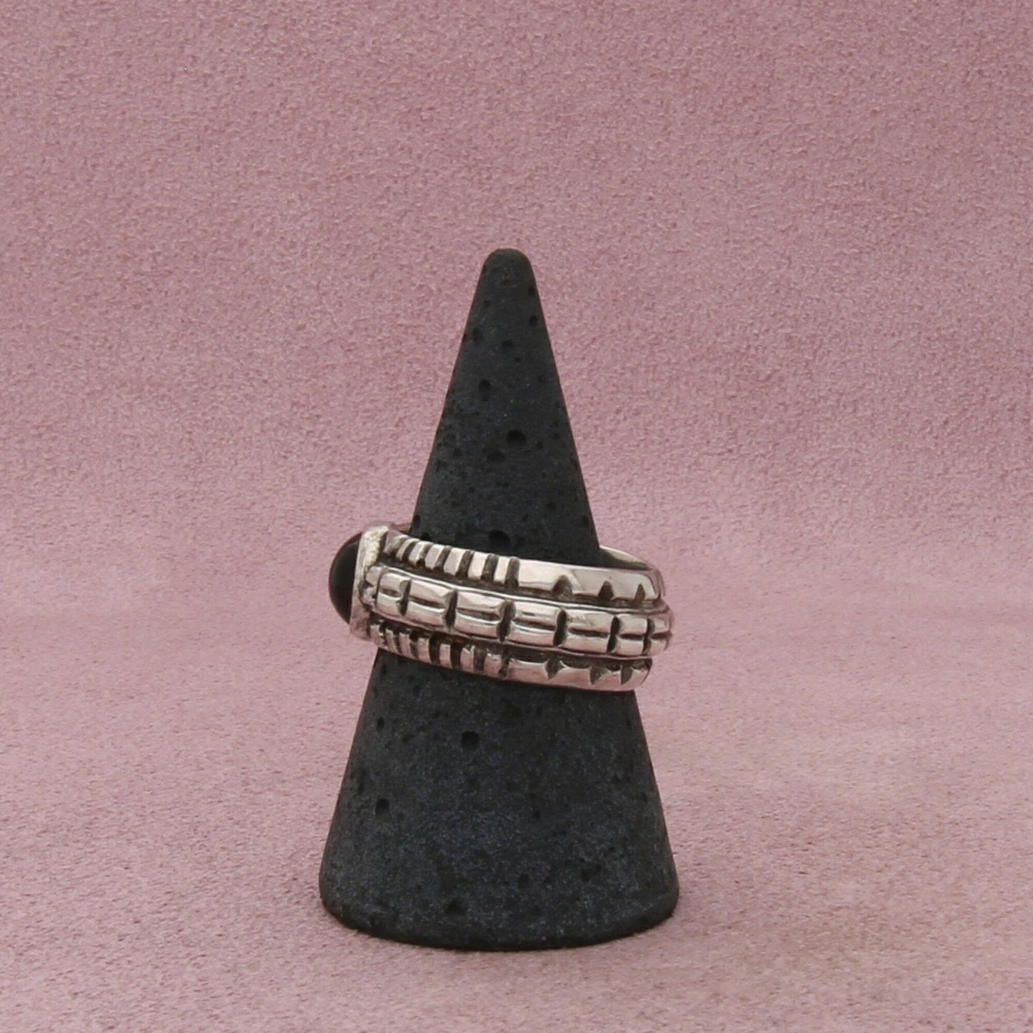 sterling silver vintage 9mm black onxy band ring size 9