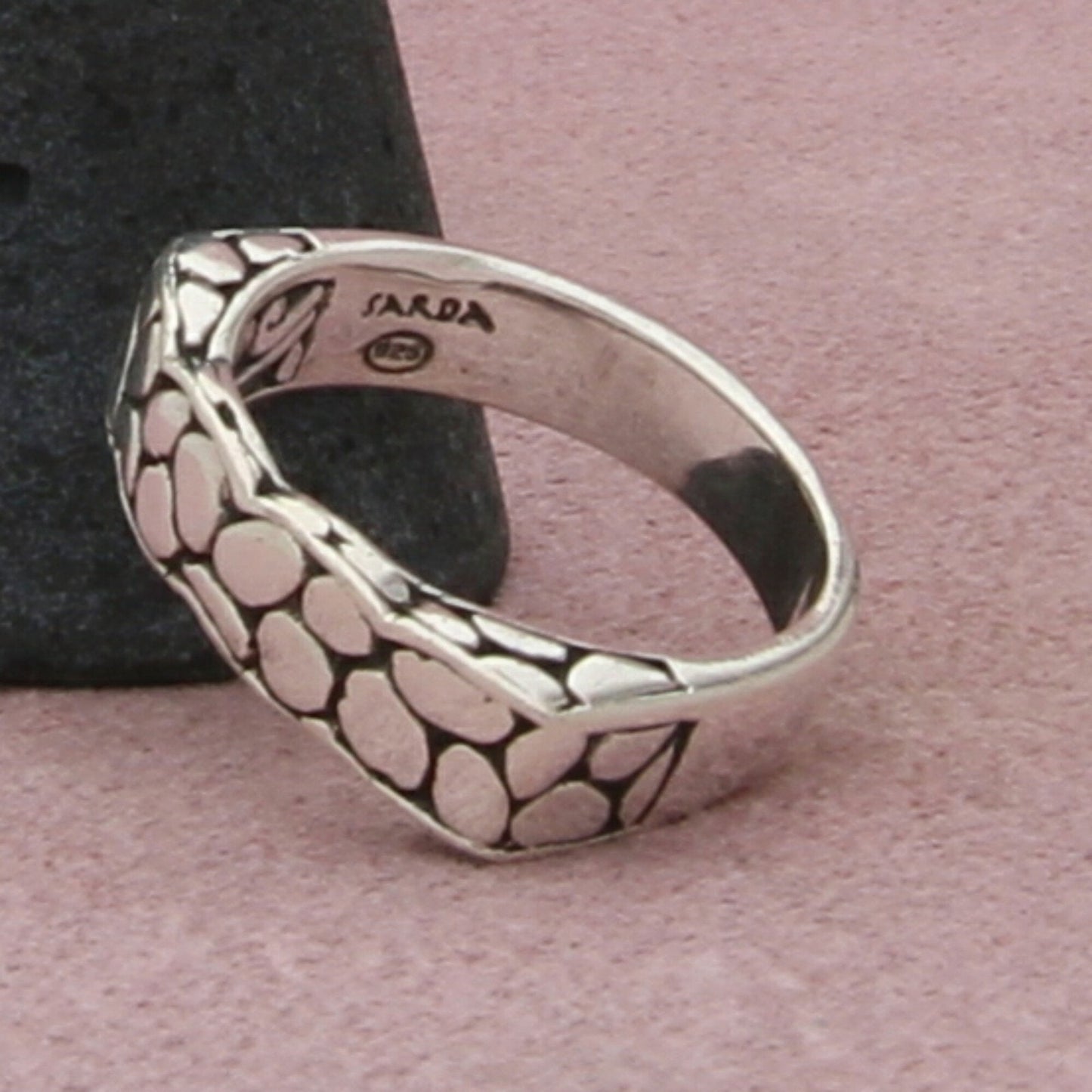 sarda sterling silver bali pebbled band ring size 8