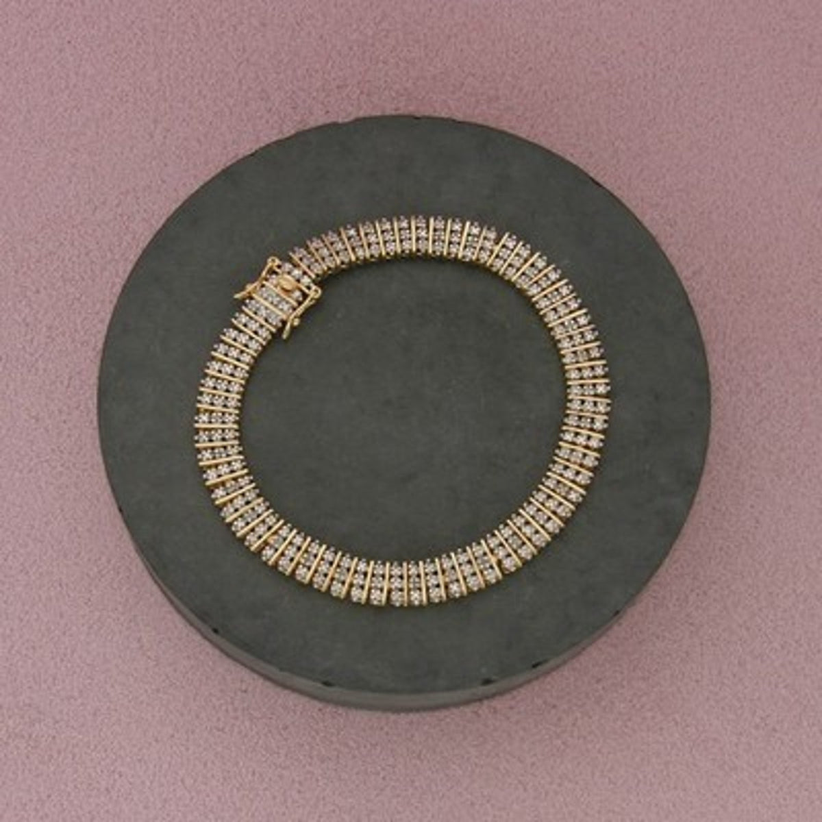 Ross Simons Sterling Silver Gold Plate Diamond Accent Tennis Bracelet Size 7in