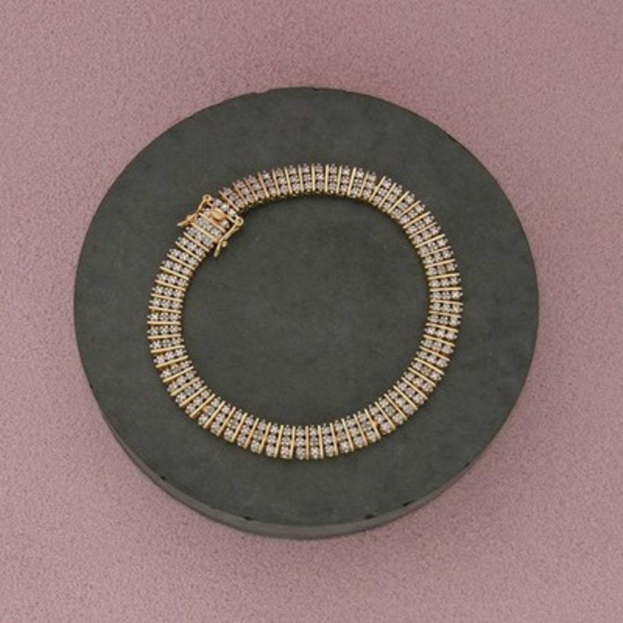 Ross Simons Sterling Silver Gold Plate Diamond Accent Tennis Bracelet Size 7in