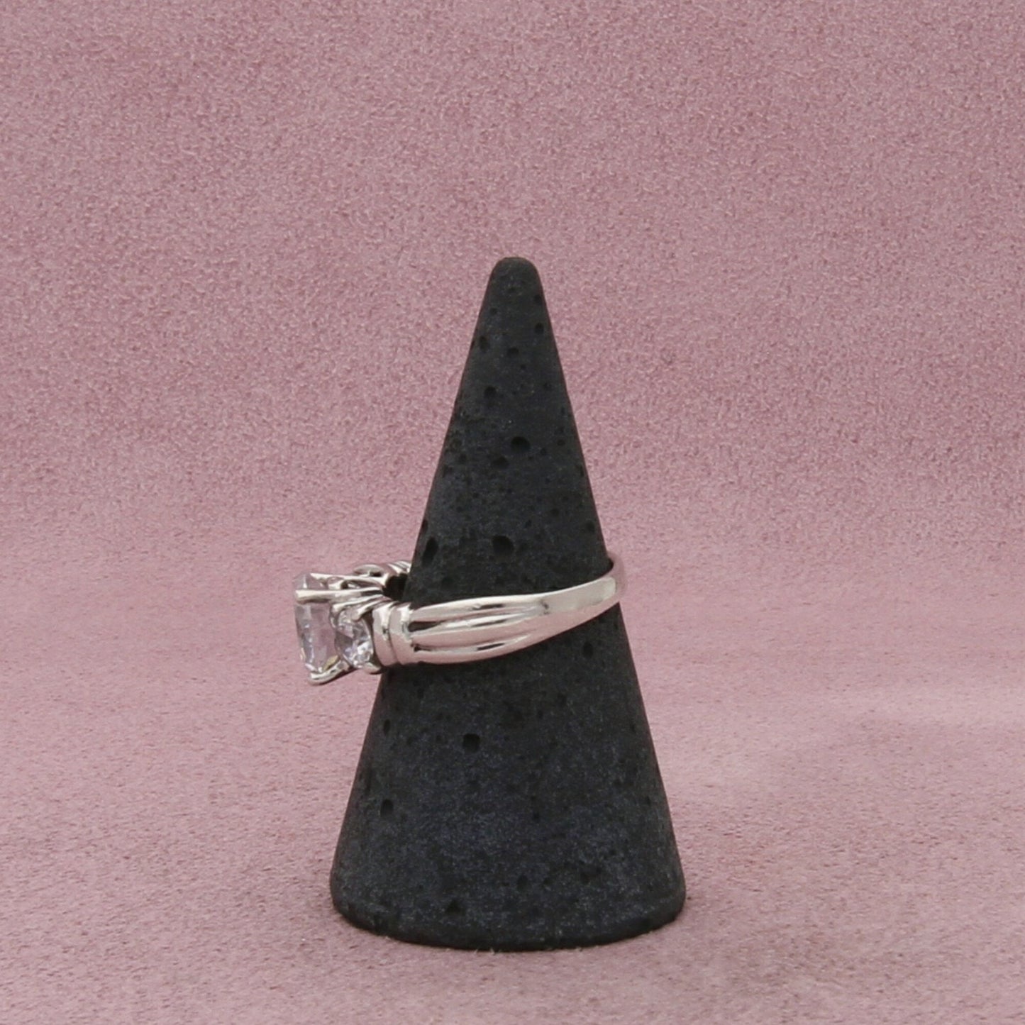 sterling silver past present future cz engagement ring size 6.75