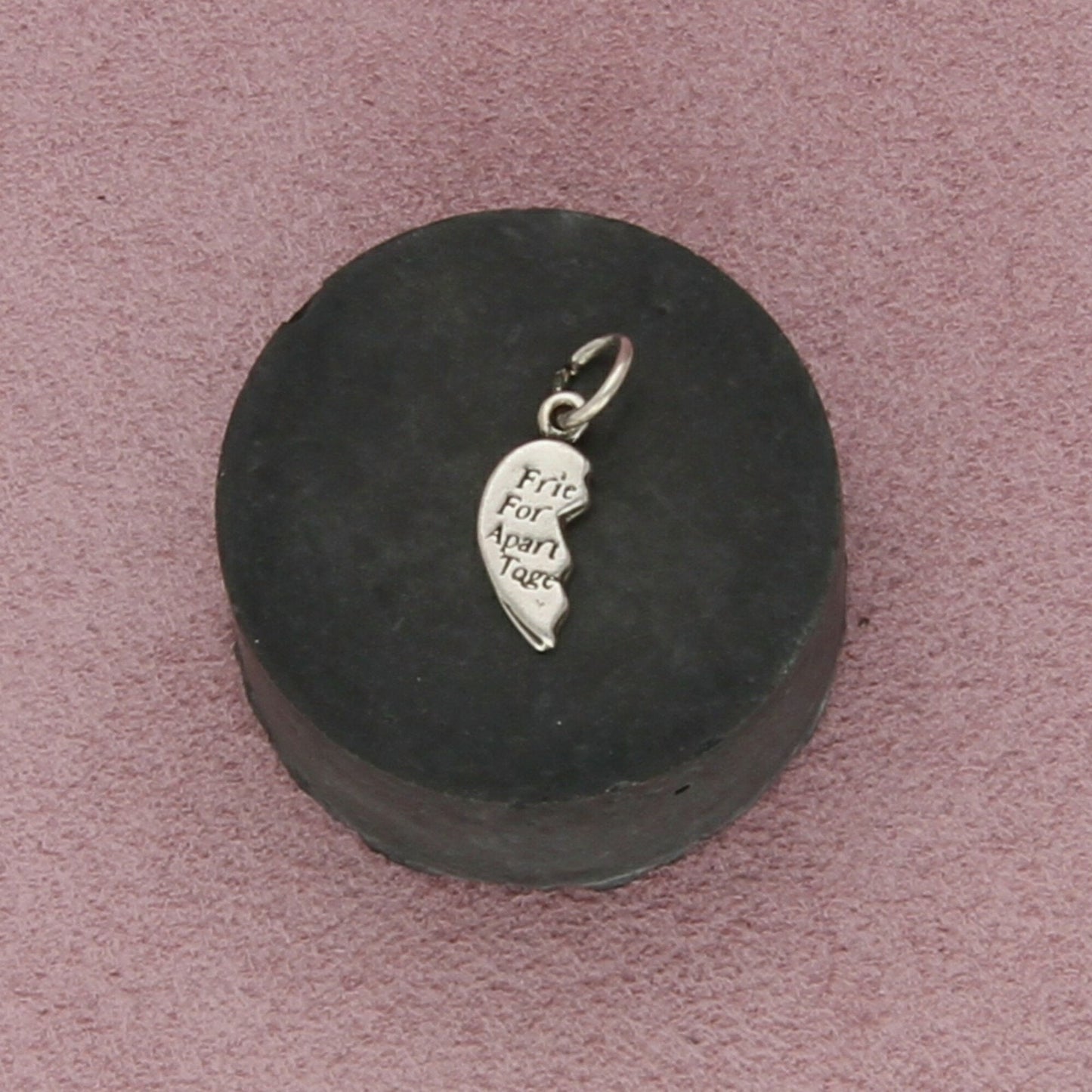 sterling silver vintage best friends half heart charm pendant