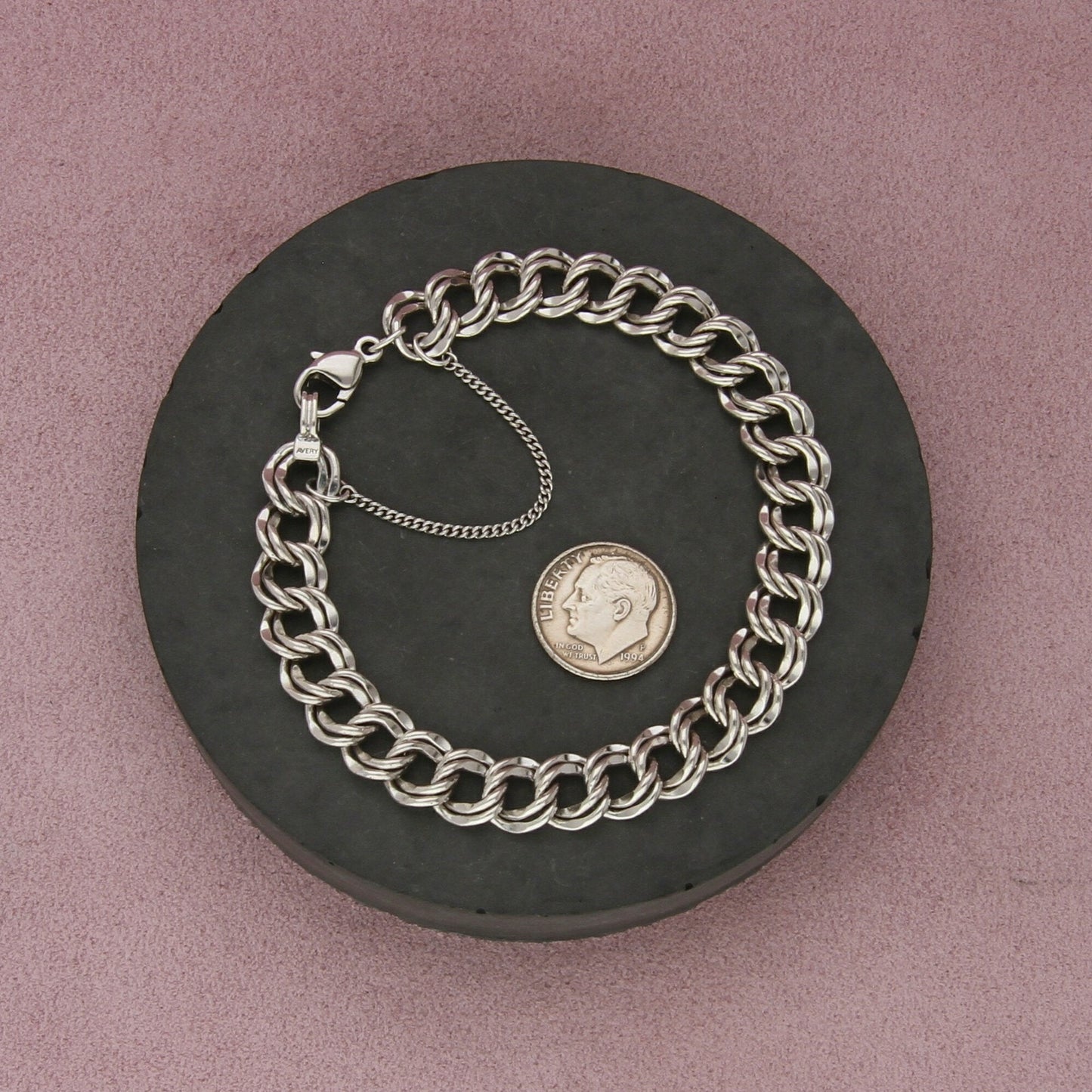james avery sterling silver large heavy double curb charm bracelet size 8in