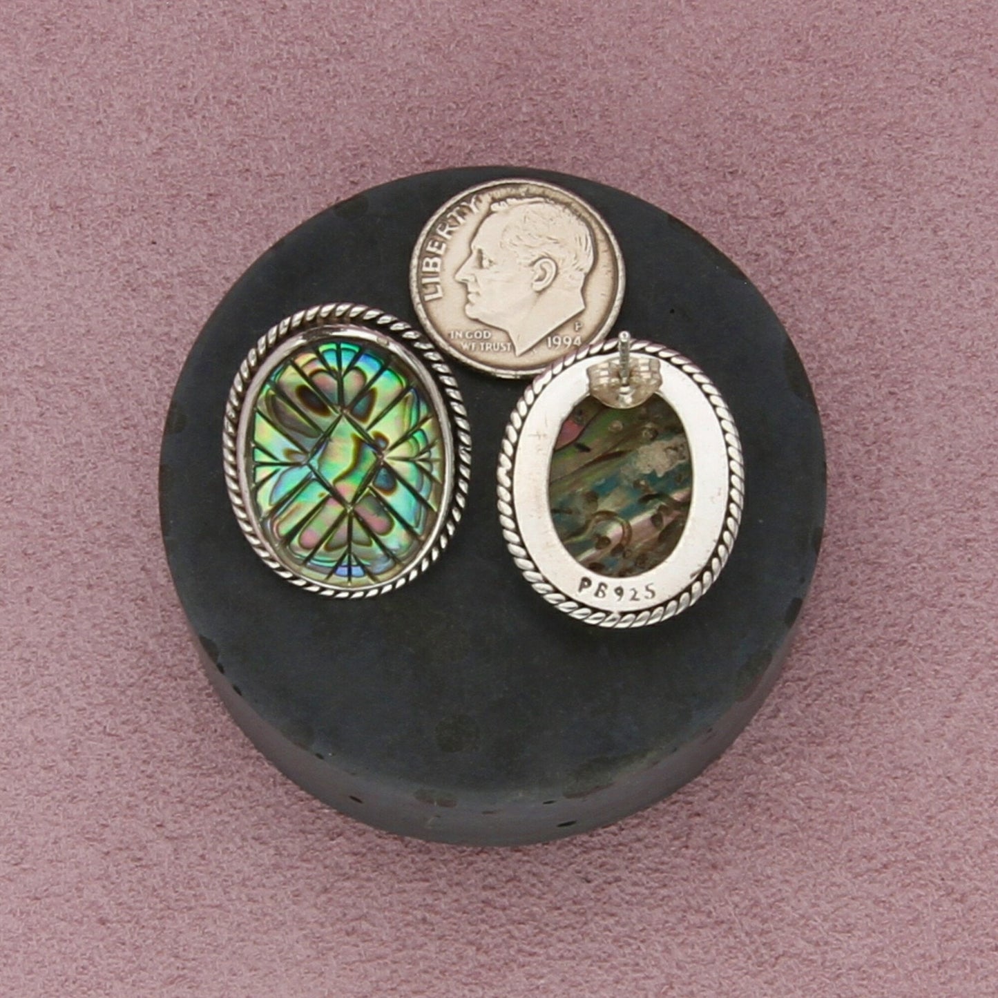 peyote bird sterling silver carved abalone post earrings