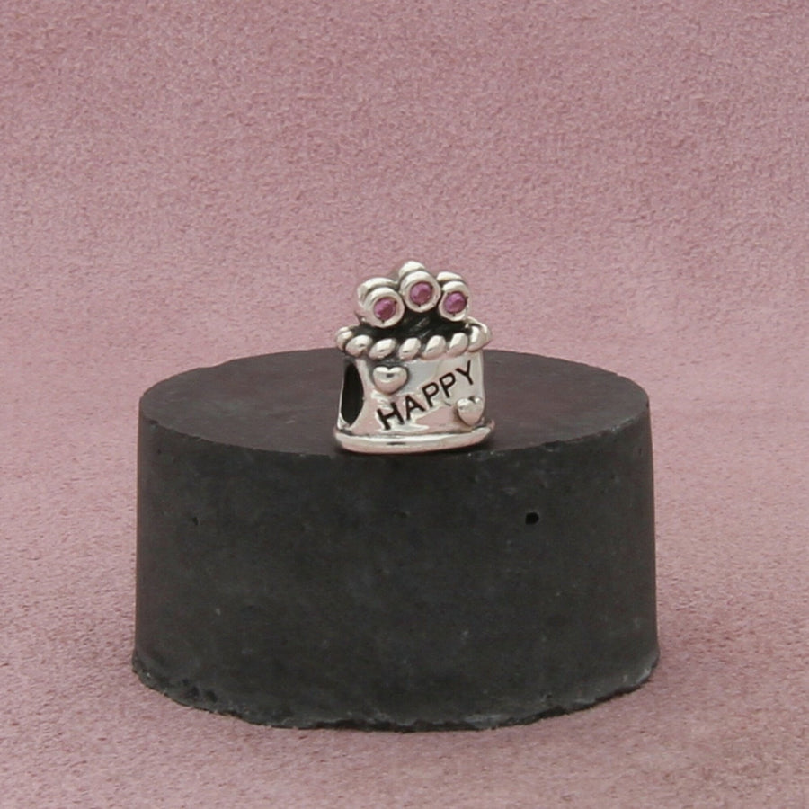 chamilia sterling silver pink cz happy birthday cake bead charm pendant