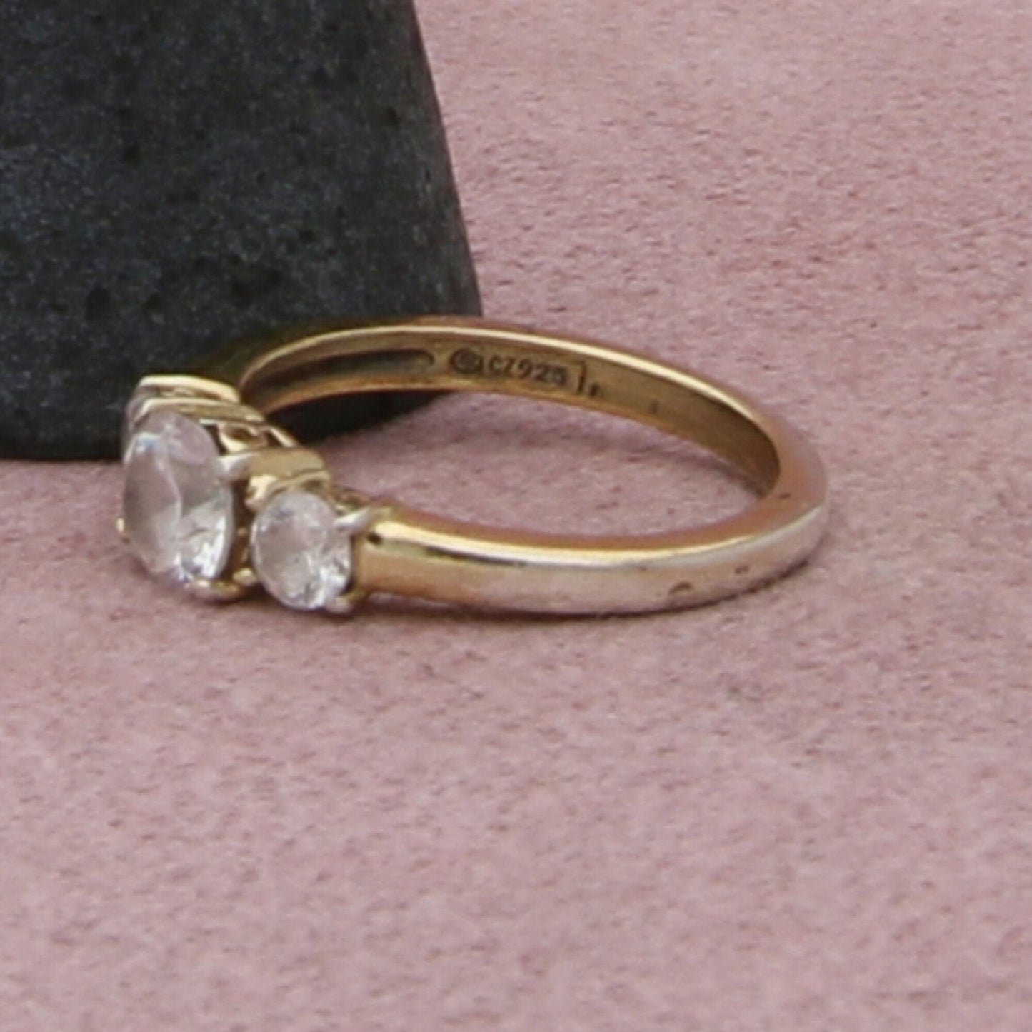 sterling silver past present future cz engagement ring size 6