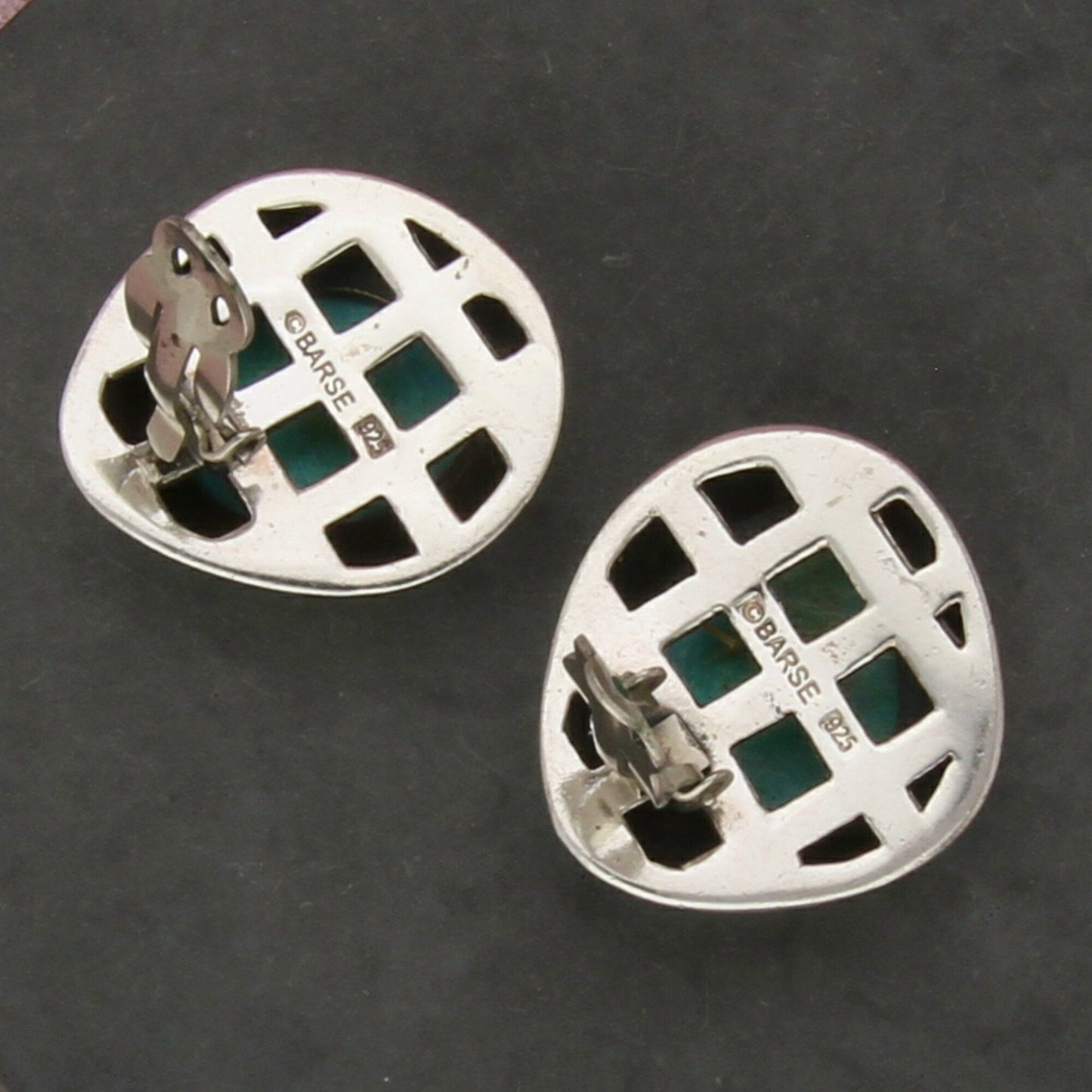 barse sterling silver southwestern turquoise clip-on earrings