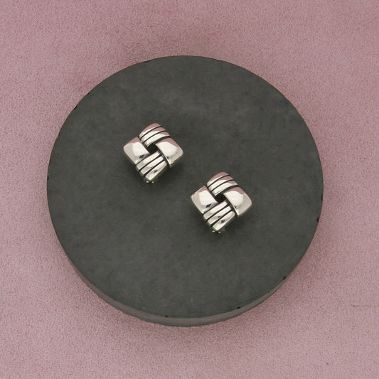 james avery sterling silver retired woven square omega-back earrings