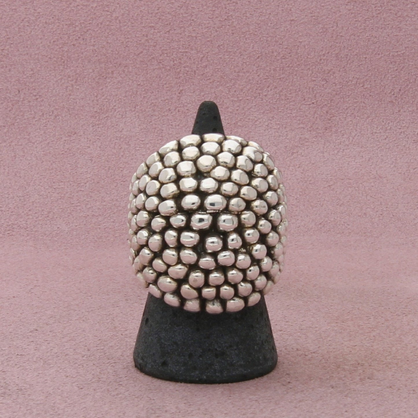 sterling silver electroform beaded dome statement ring size 7