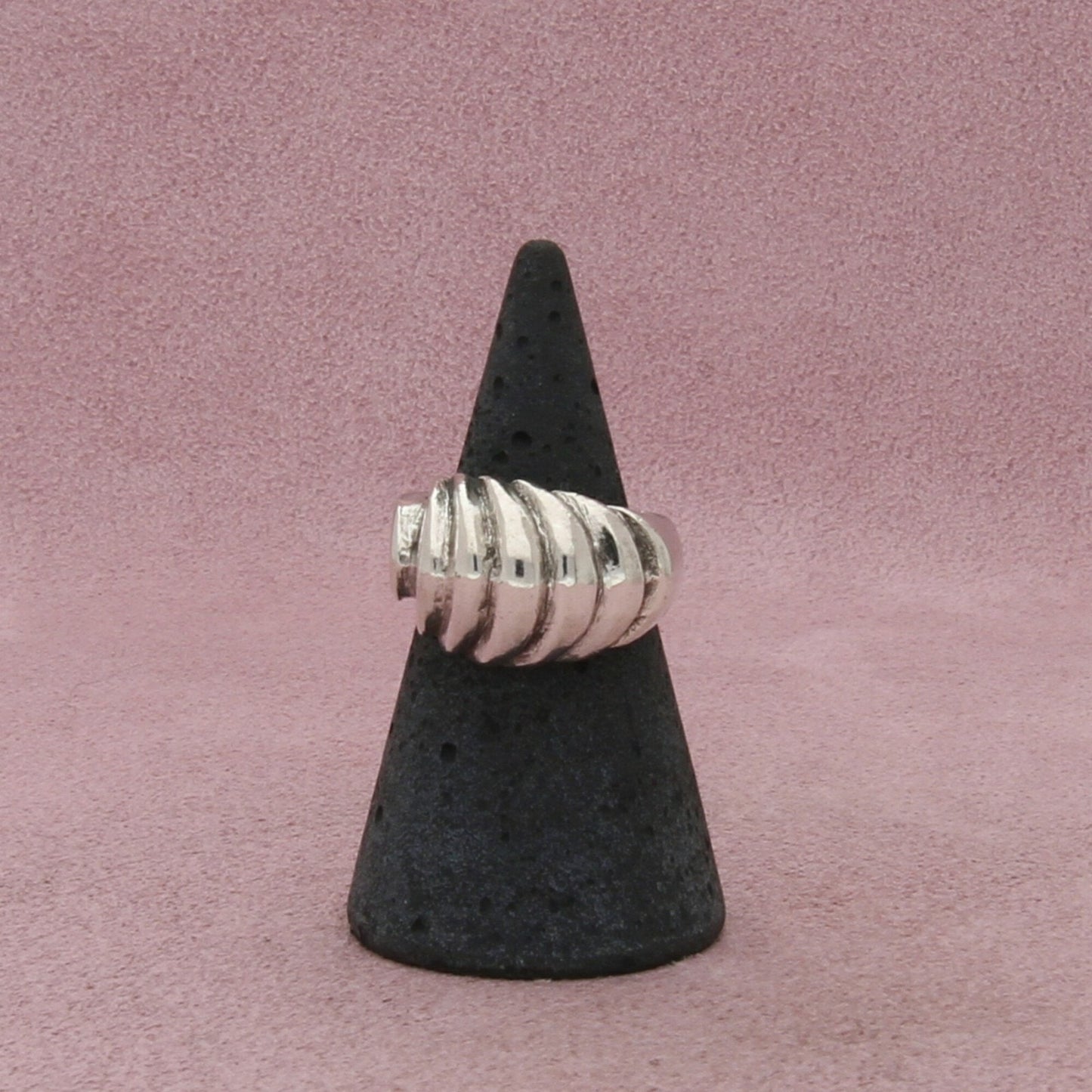 mexico sterling silver vintage chunky scalloped dome ring size 5.5