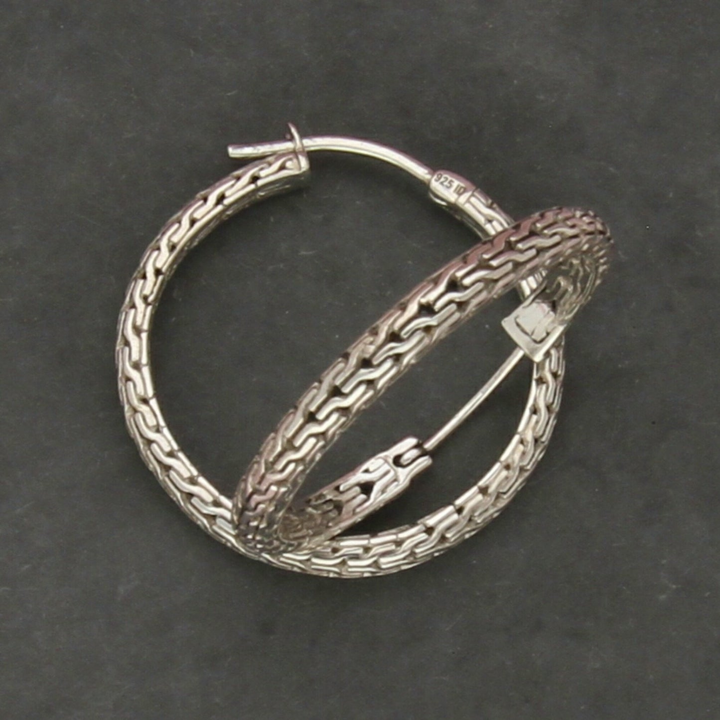 sterling silver bali wheat chain pattern hoop earrings
