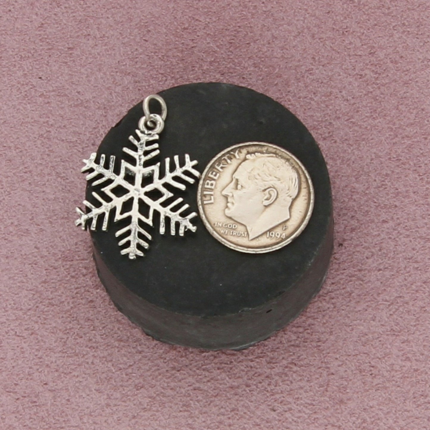 sterling silver vintage winter snowflake charm pendant