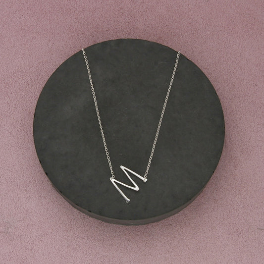 sterling silver dainty letter m initial necklace size 16-18in