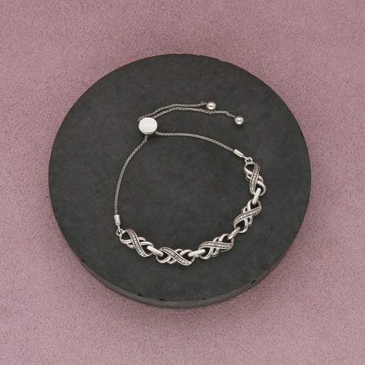 sterling silver diamond accent infinity adjustable bolo bracelet size 6.25in