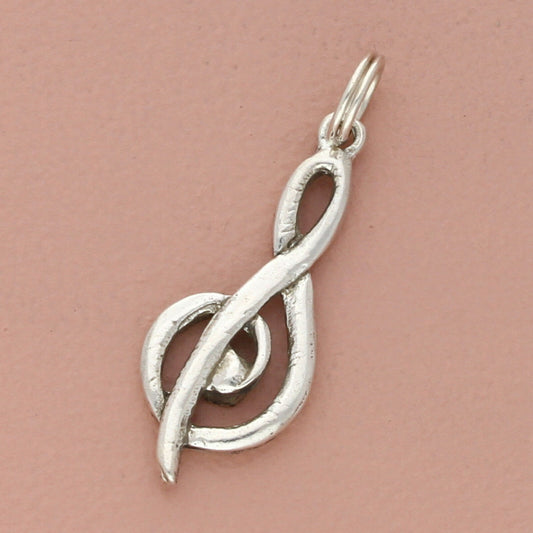 sterling silver vintage treble clef music note charm