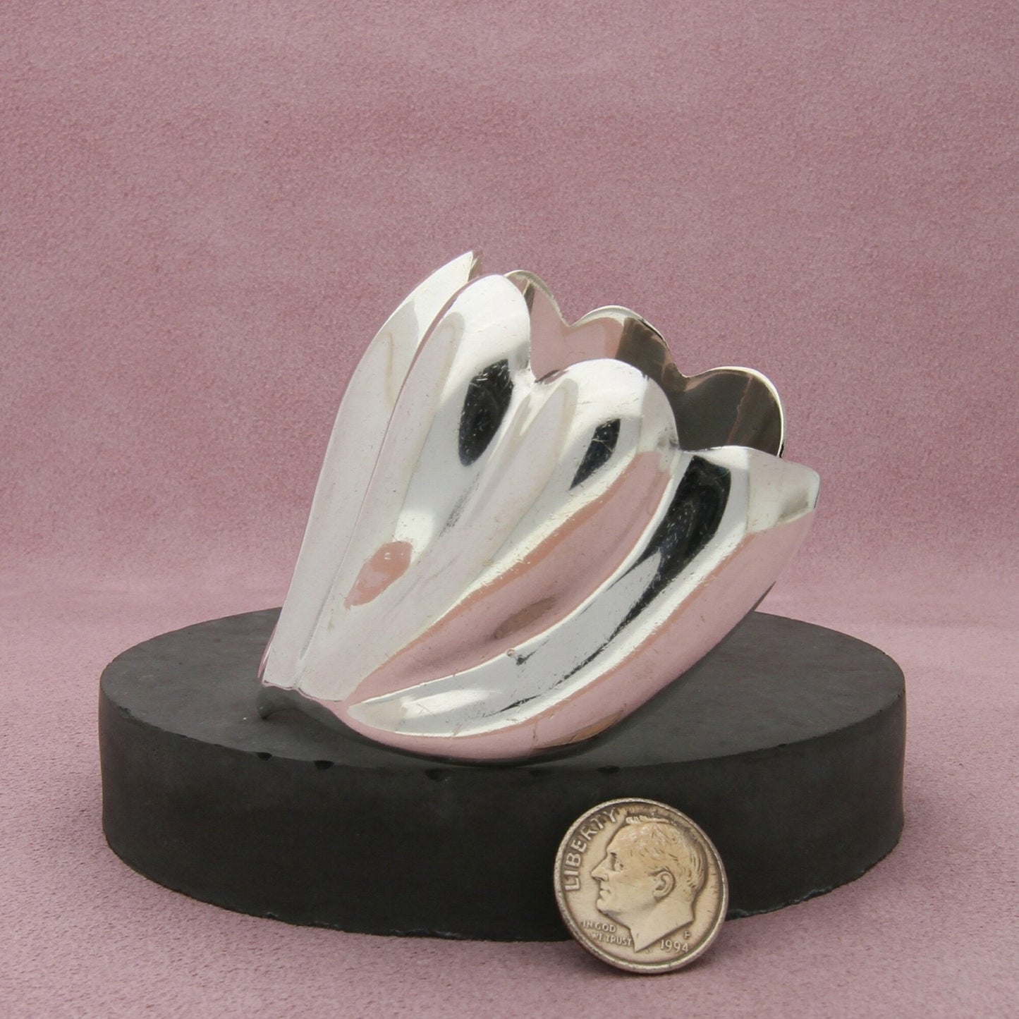 taxco mexico sterling silver vintage scalloped wide cuff bracelet size 6.25in