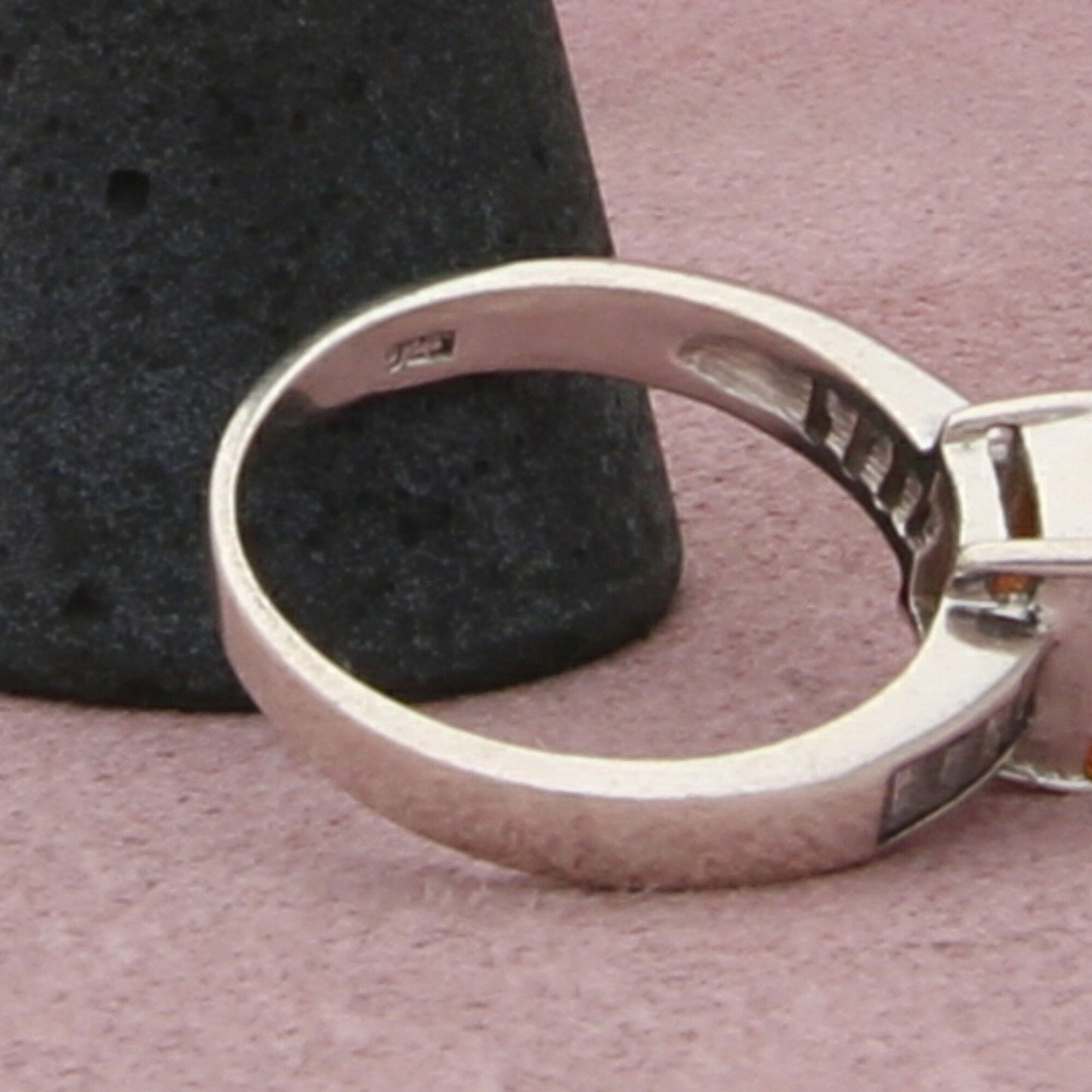sterling silver yellow cz & baguette clear cz ring size 10