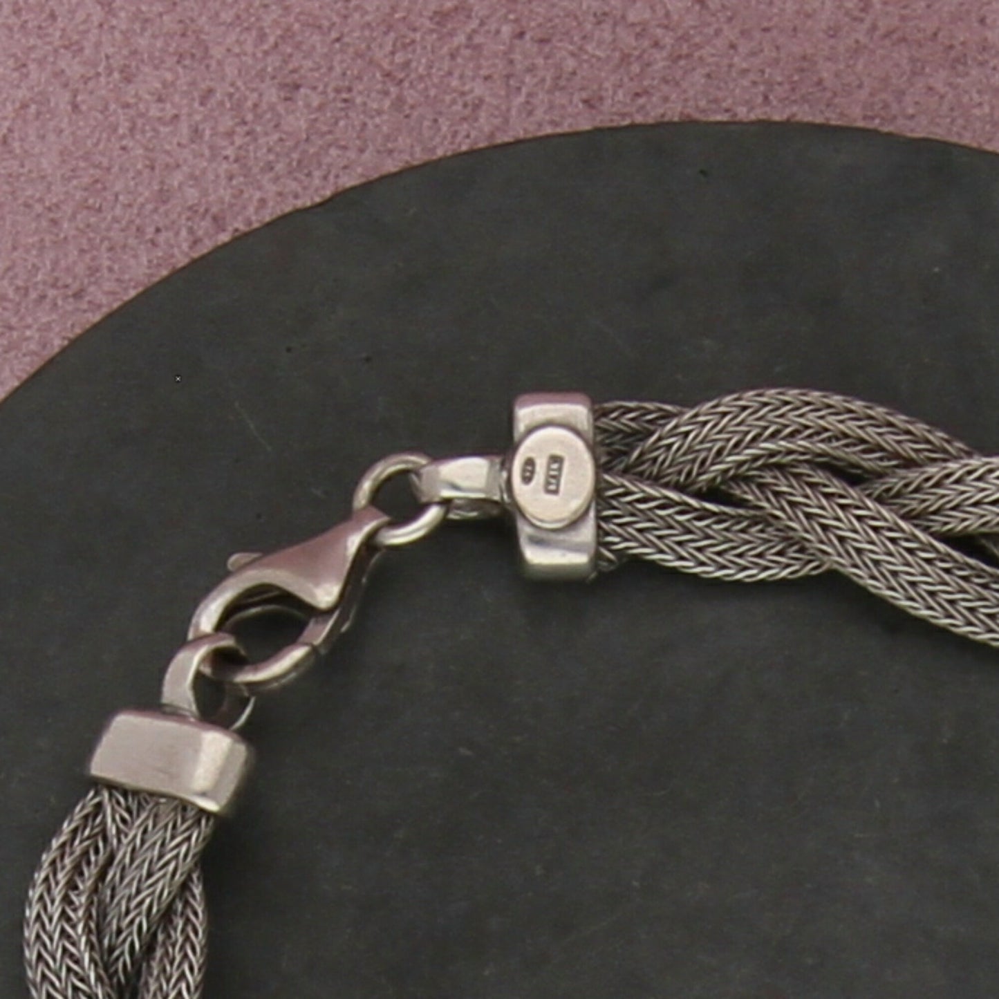 sterling silver italian woven foxtail chain bracelet size 7.5in