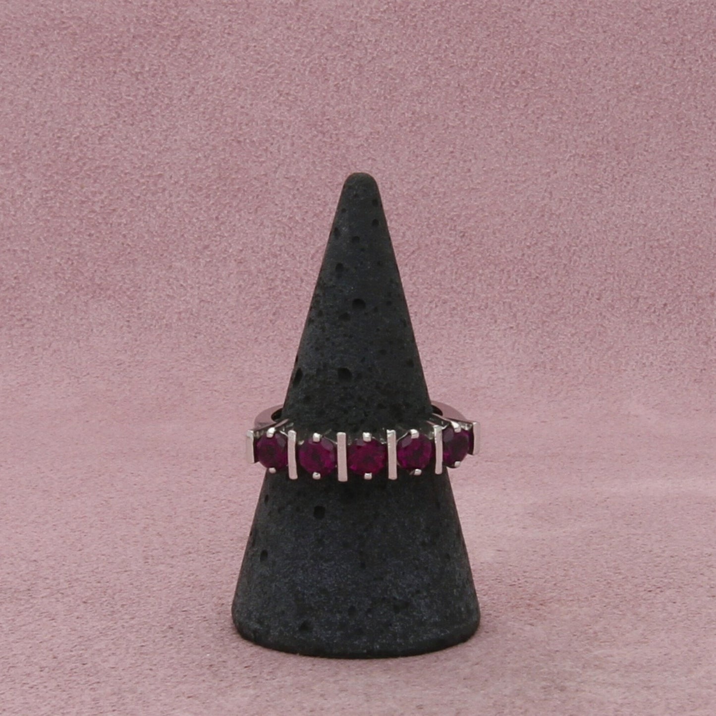 sterling silver round-cut cz rhodolite ring size 7.75