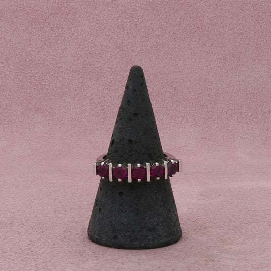 sterling silver round-cut cz rhodolite ring size 7.75