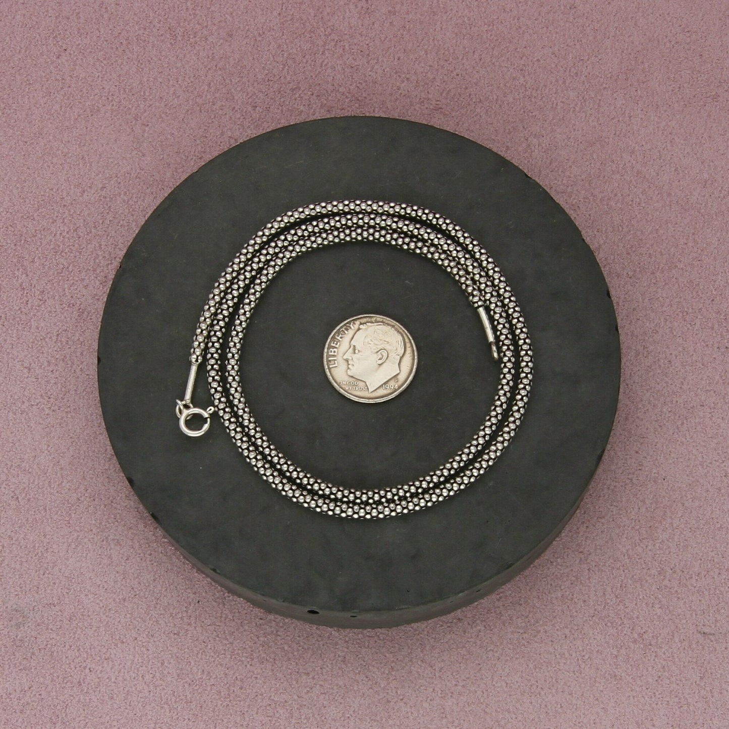 sterling silver 3mm popcorn chain necklace size 18in