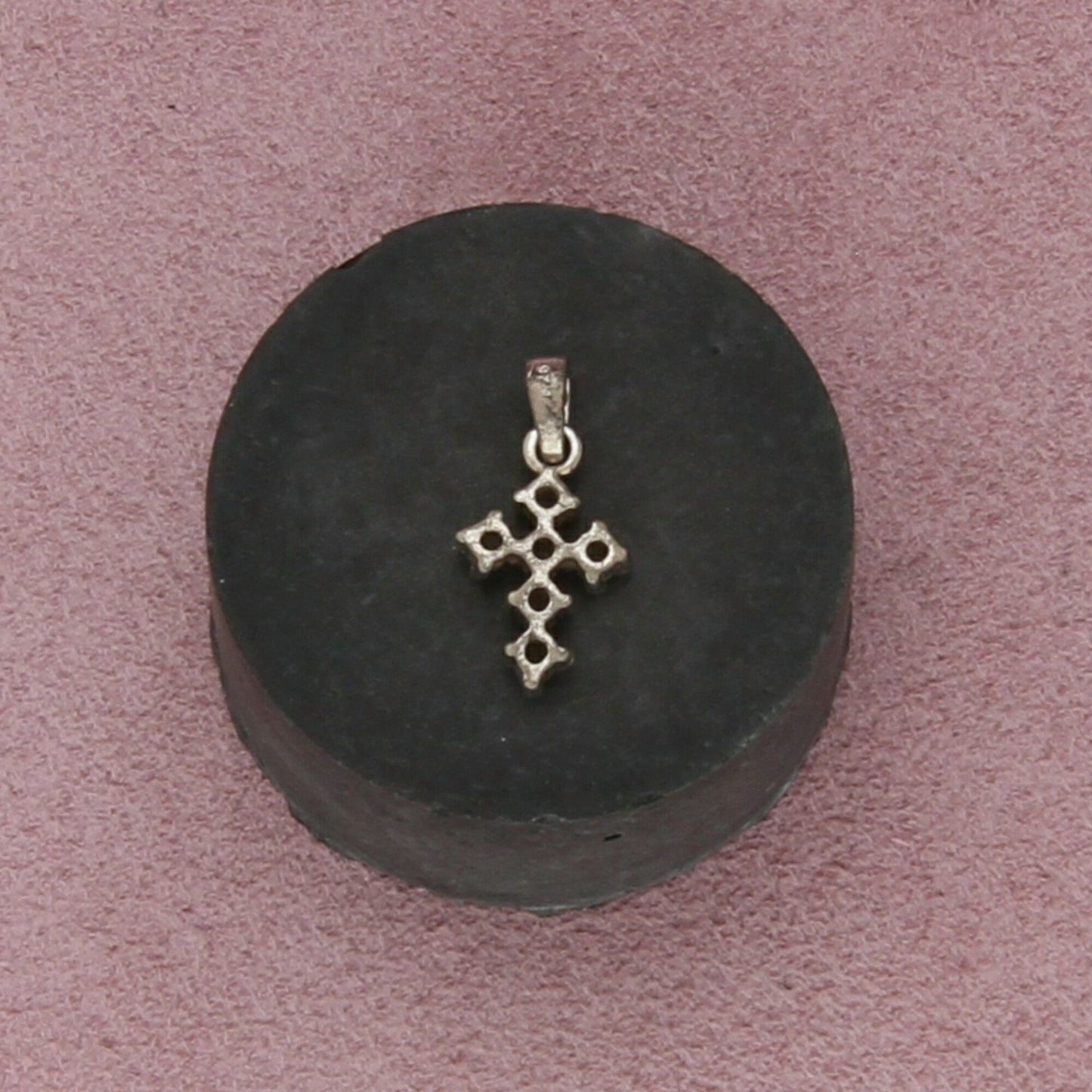 sterling silver dainty clear cz cross pendant