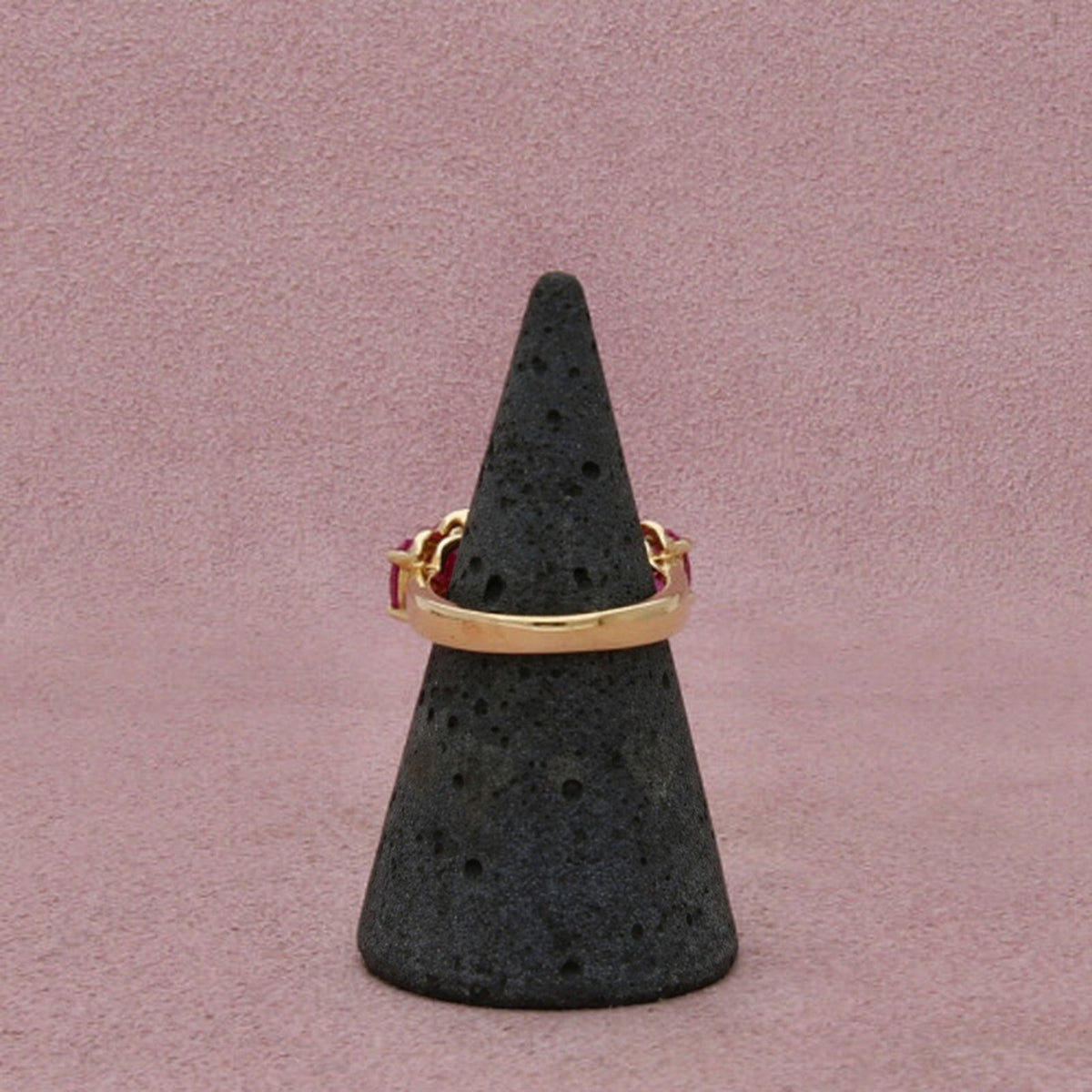 Ross Simons Sterling Silver Gold Plate Pink Sapphire Graduated Oval-Cut Ring 6