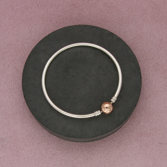 pandora sterling silver with rose gold plate clasp bracelet size 7.25in