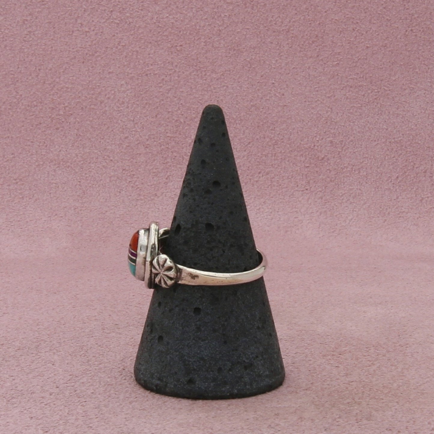 sterling silver vintage southwestern turquoise spiny oyster ring size 8.5