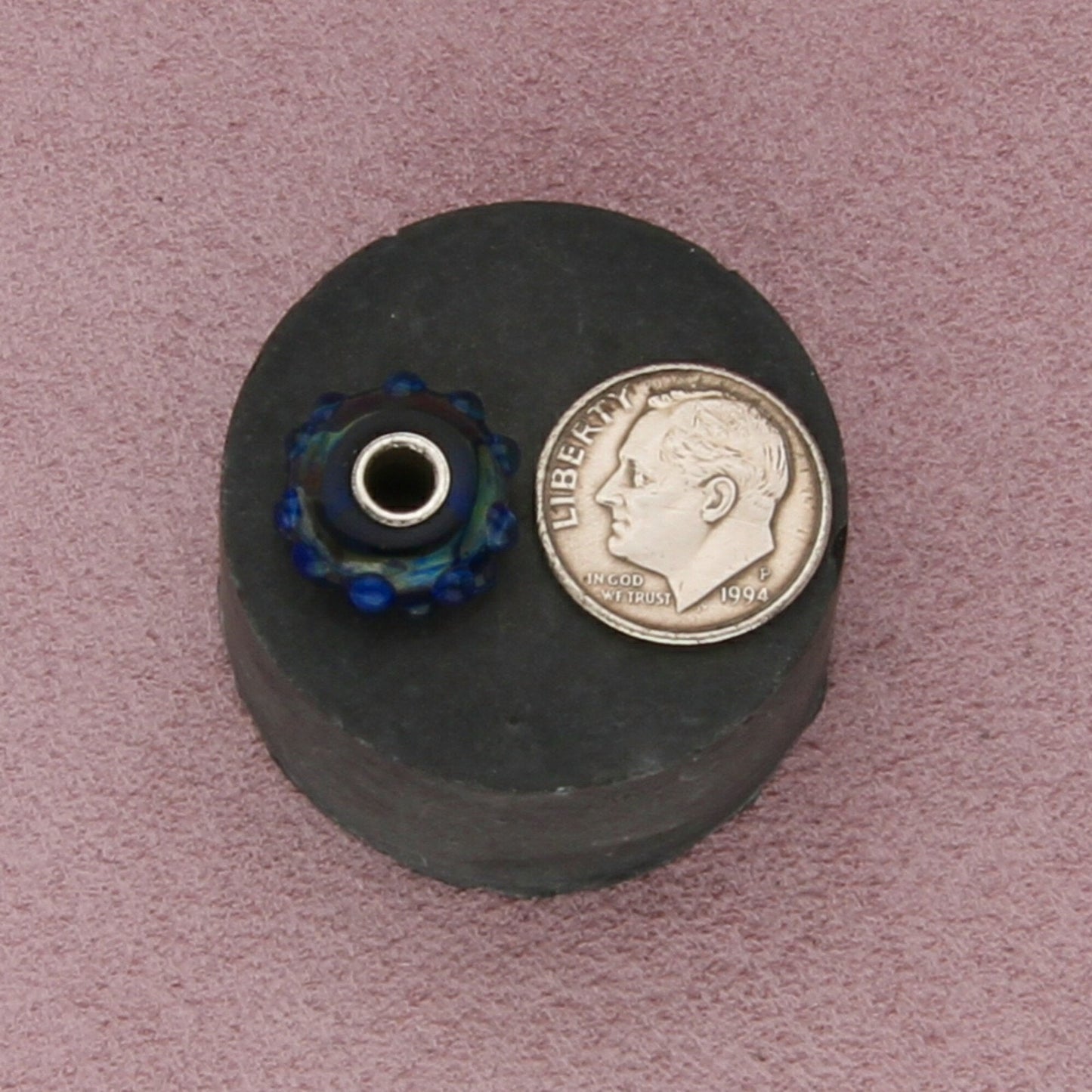 trollbeads sterling silver blue fizz raised dot murano glass bead charm