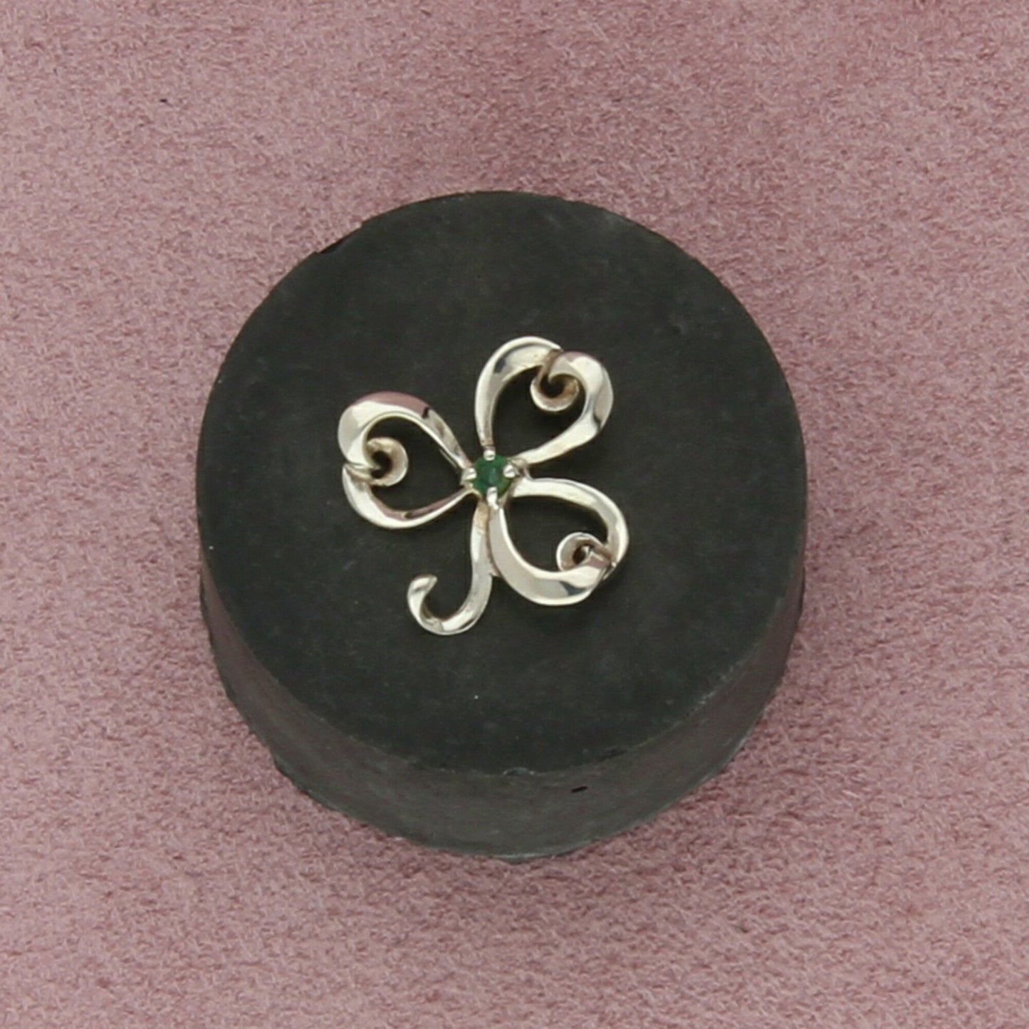 franklin mint sterling silver emerald lucky clover shamrock pendant