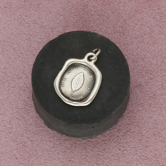 plum & posey sterling silver never change laurel leaf wax seal pendant